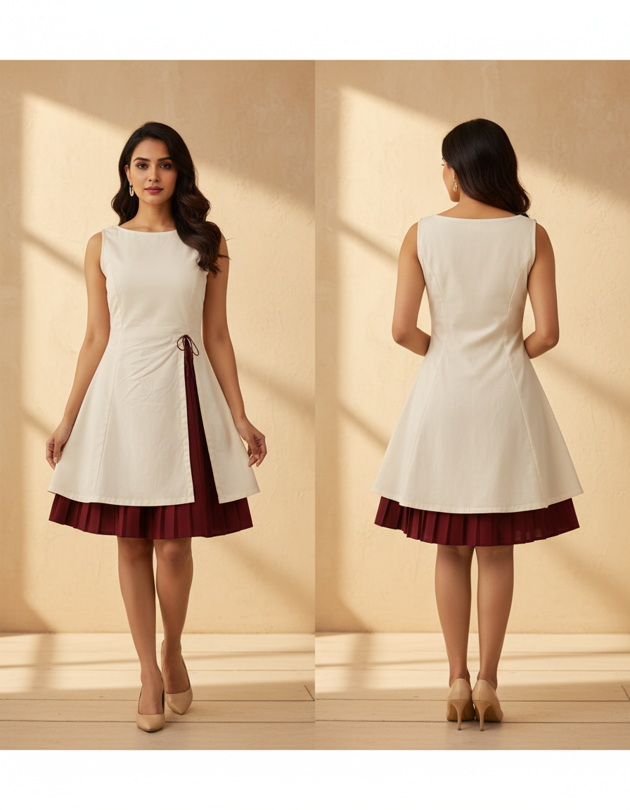 Mini Dress with Contrast plated Panel