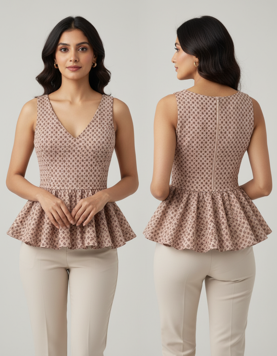 Printed Peplum Top