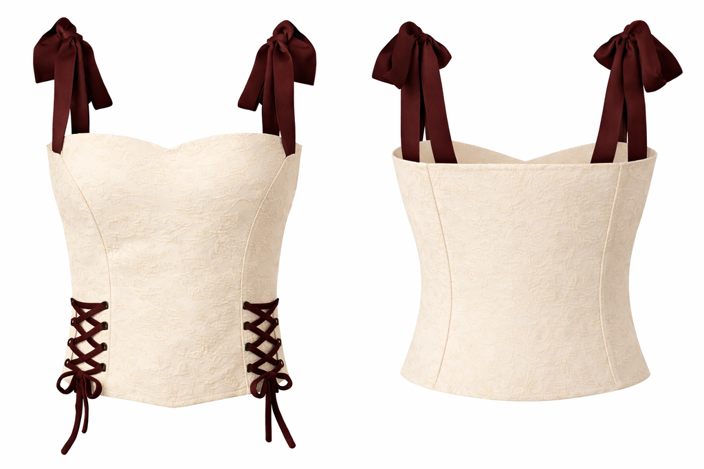 Ivory Lace-Up Corset Top
