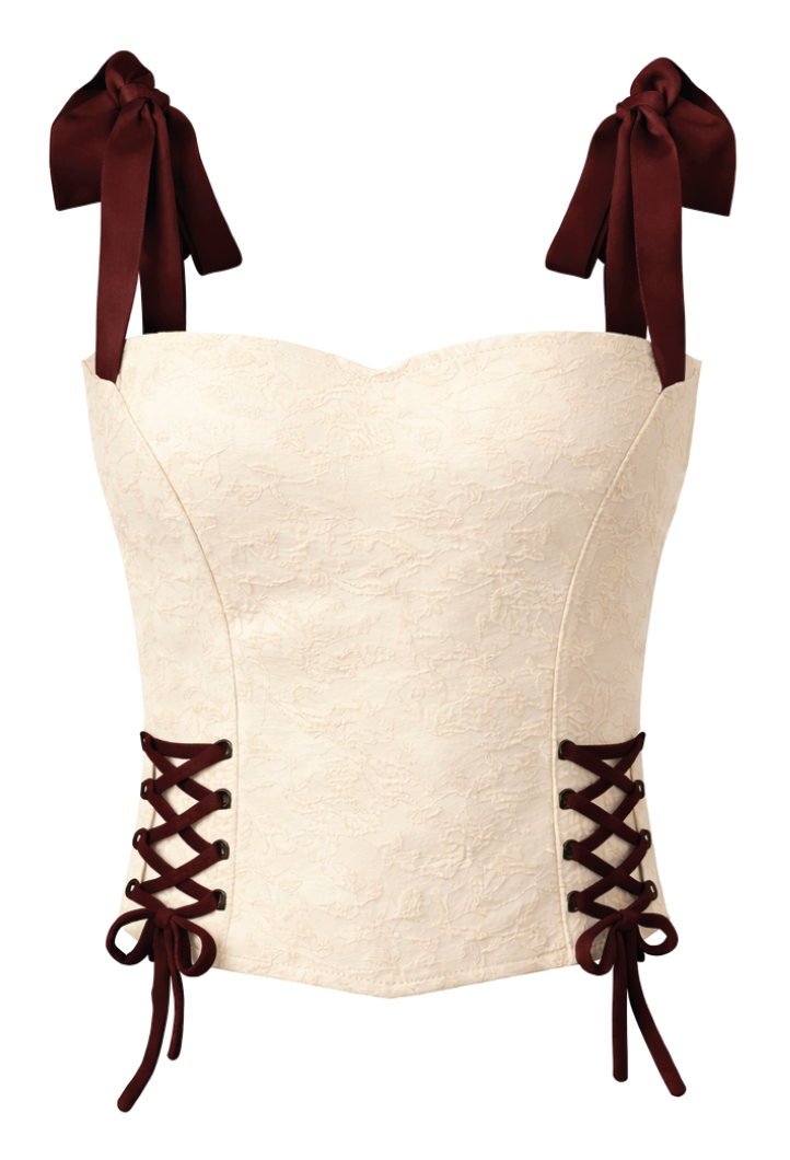 Ivory Lace-Up Corset Top