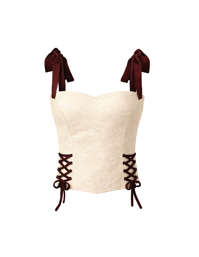 Ivory Lace-Up Corset Top
