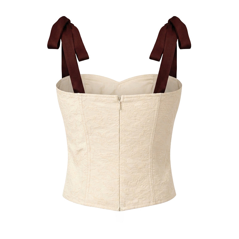 Ivory Lace-Up Corset Top
